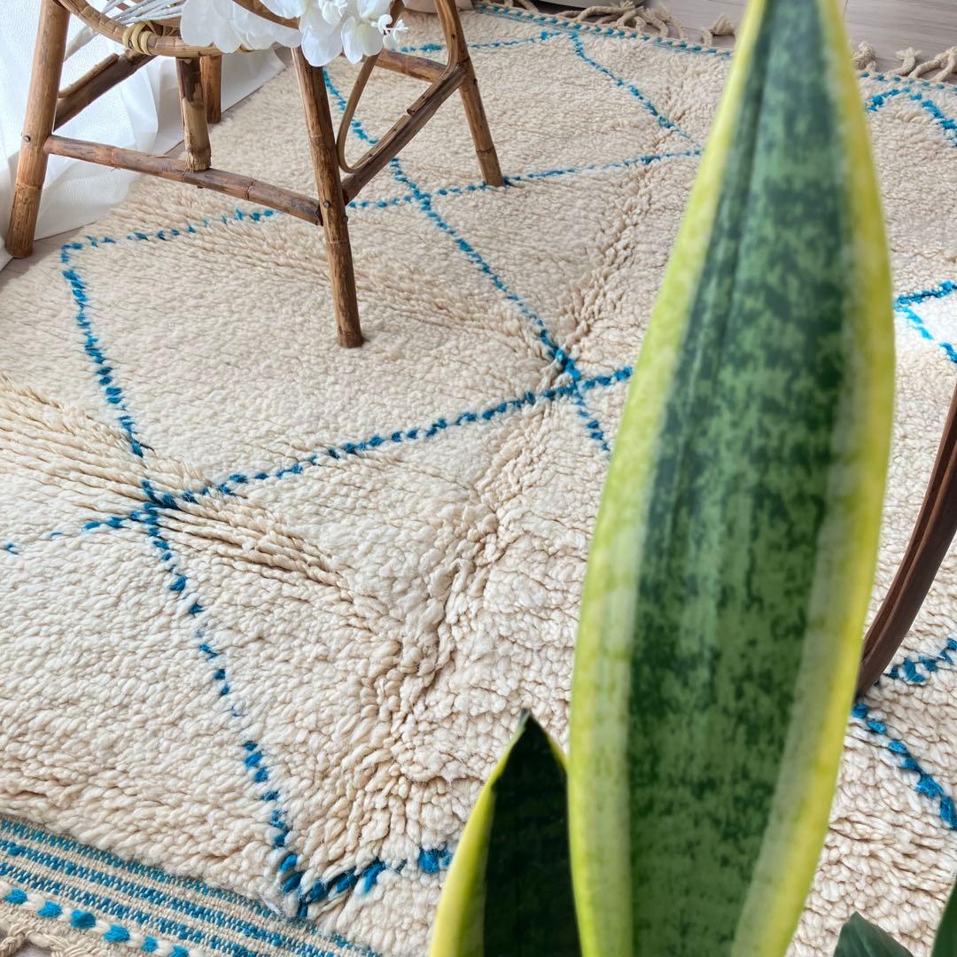 モロッコ111×171◇ダイヤ◇ ベニワレン　エメラルド　トルコヴィンテージラグ