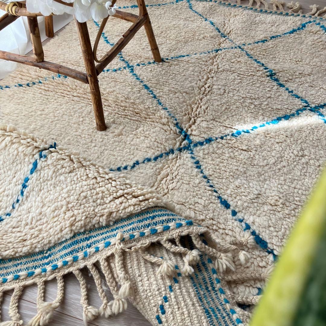 モロッコ111×171◇ダイヤ◇ ベニワレン　エメラルド　トルコヴィンテージラグ