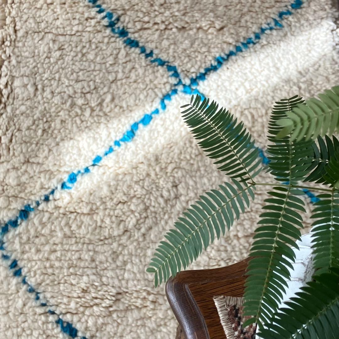 モロッコ111×171◇ダイヤ◇ ベニワレン　エメラルド　トルコヴィンテージラグ