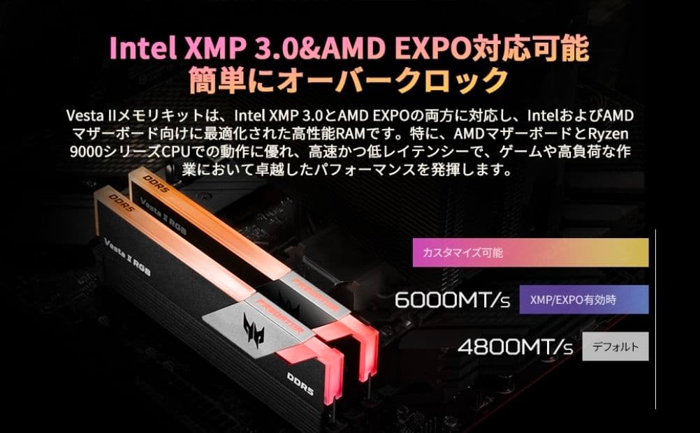 新品未開封　Acer PredatorVesta Ⅱ　DDR5　メモリ 32GB