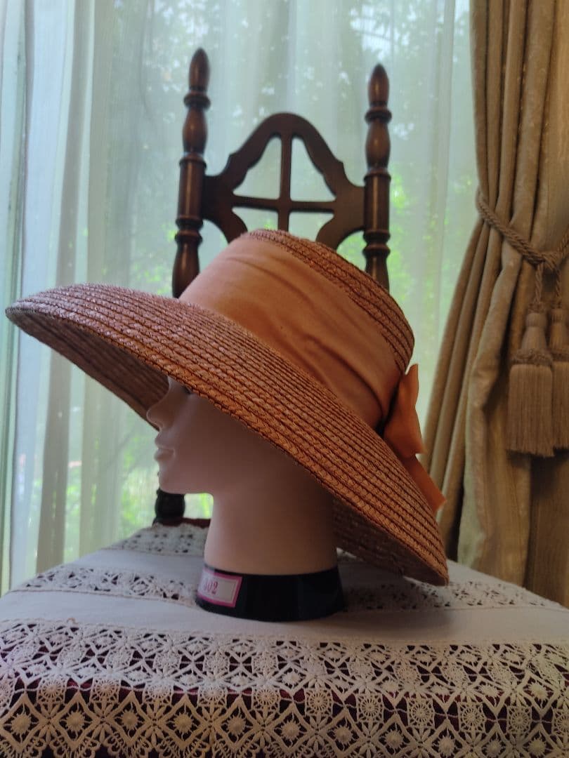 麦わら帽子　オーダー　レア　アンティーク　リボン　バケットハット　ヴィンテージ