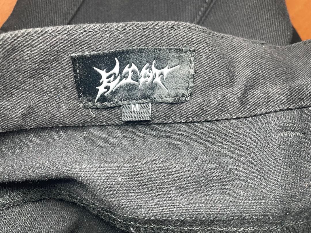 ERAR ヴィンテージライクスプレー加工ベルトデザインギミックデニムカーゴパンツ