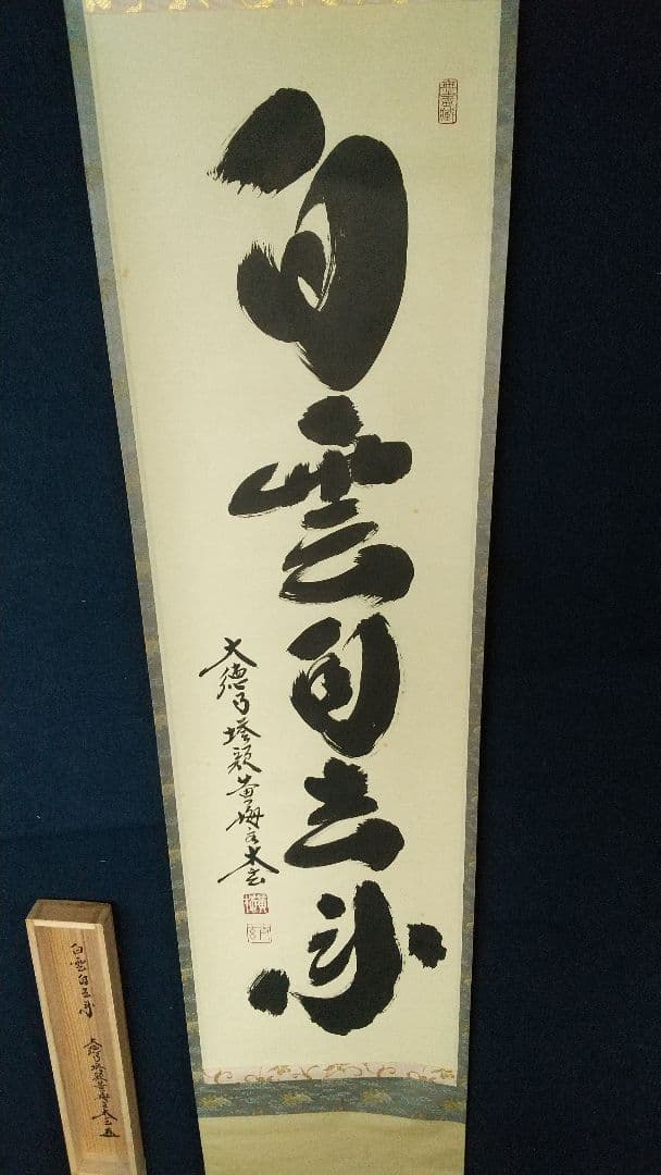 大徳寺 黄梅院 小林太玄 白雲自去来 掛軸 共箱 しみあり 茶掛 茶道具