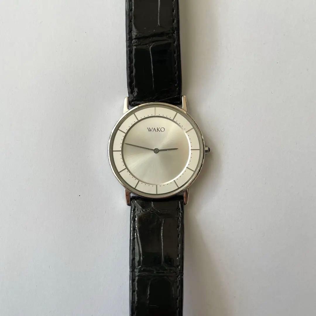 【美品】WAKO 電池交換済み　メンズ　腕時計 シルバー
