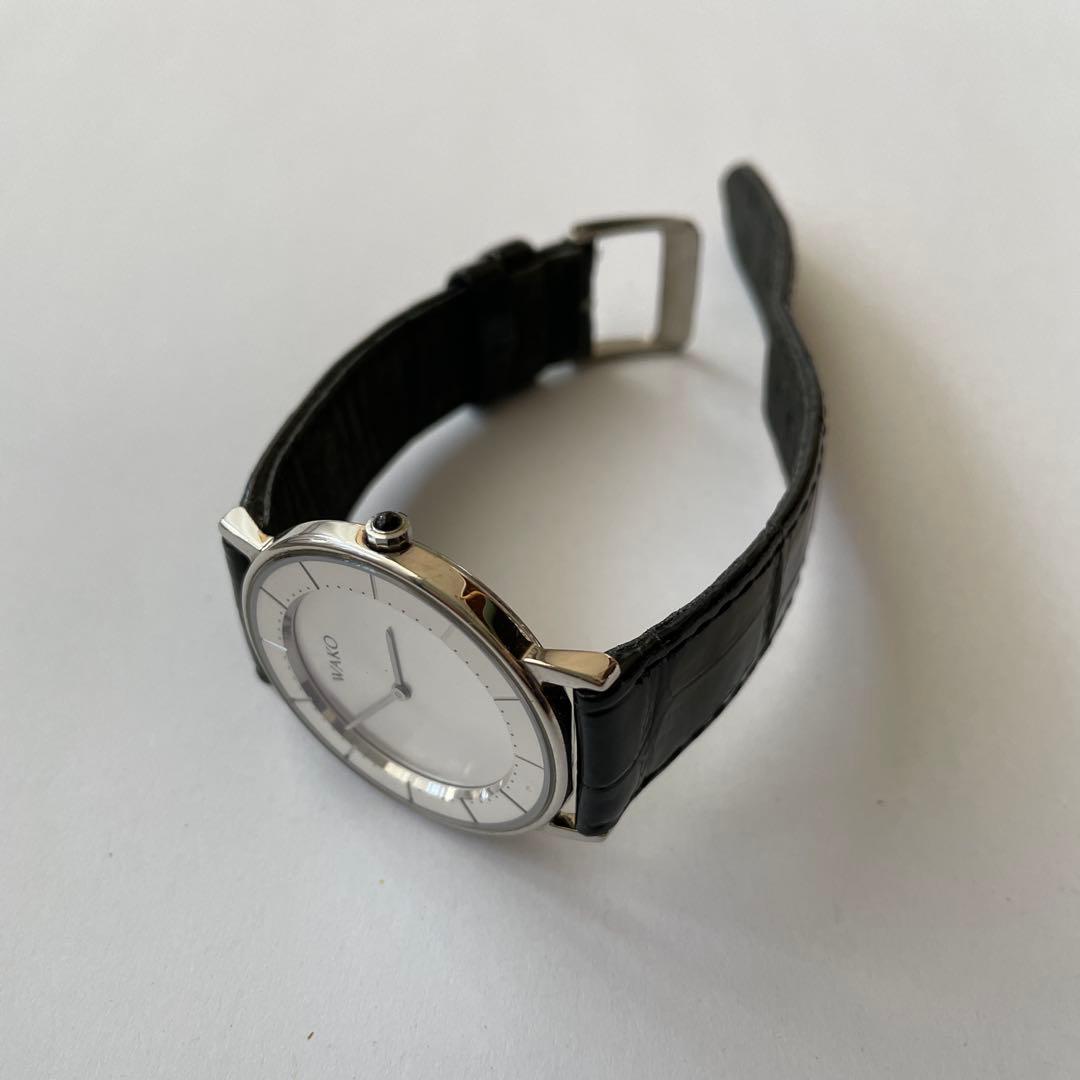 【美品】WAKO 電池交換済み　メンズ　腕時計 シルバー