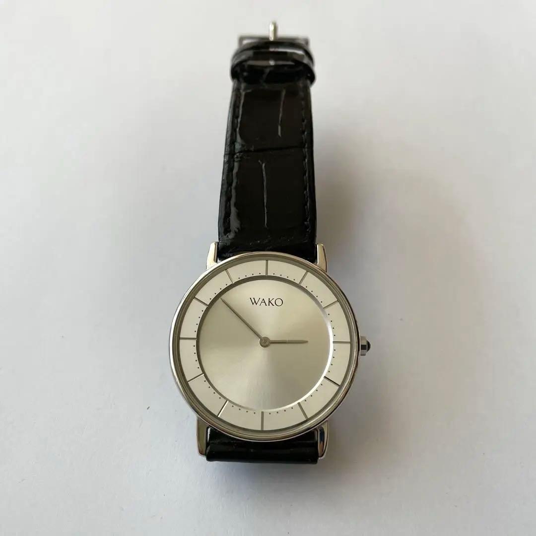 【美品】WAKO 電池交換済み　メンズ　腕時計 シルバー