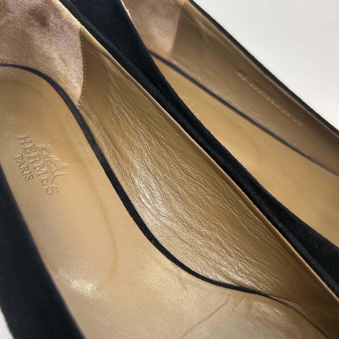 エルメス フラット シューズ パンプス ビルバオ 37.5 ケリー バックル 靴