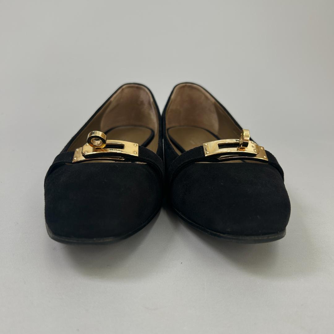 エルメス フラット シューズ パンプス ビルバオ 37.5 ケリー バックル 靴