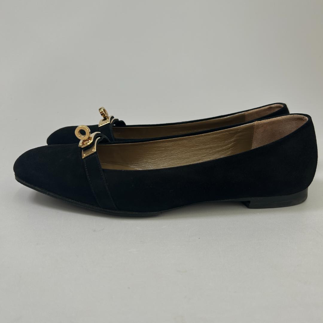 エルメス フラット シューズ パンプス ビルバオ 37.5 ケリー バックル 靴