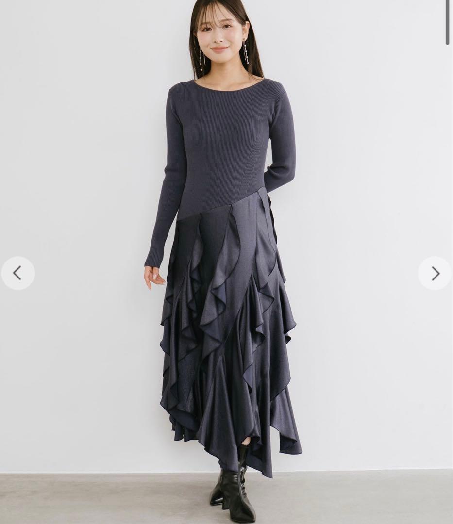 エメイン　バックオープンドッキングワンピース　ネイビー