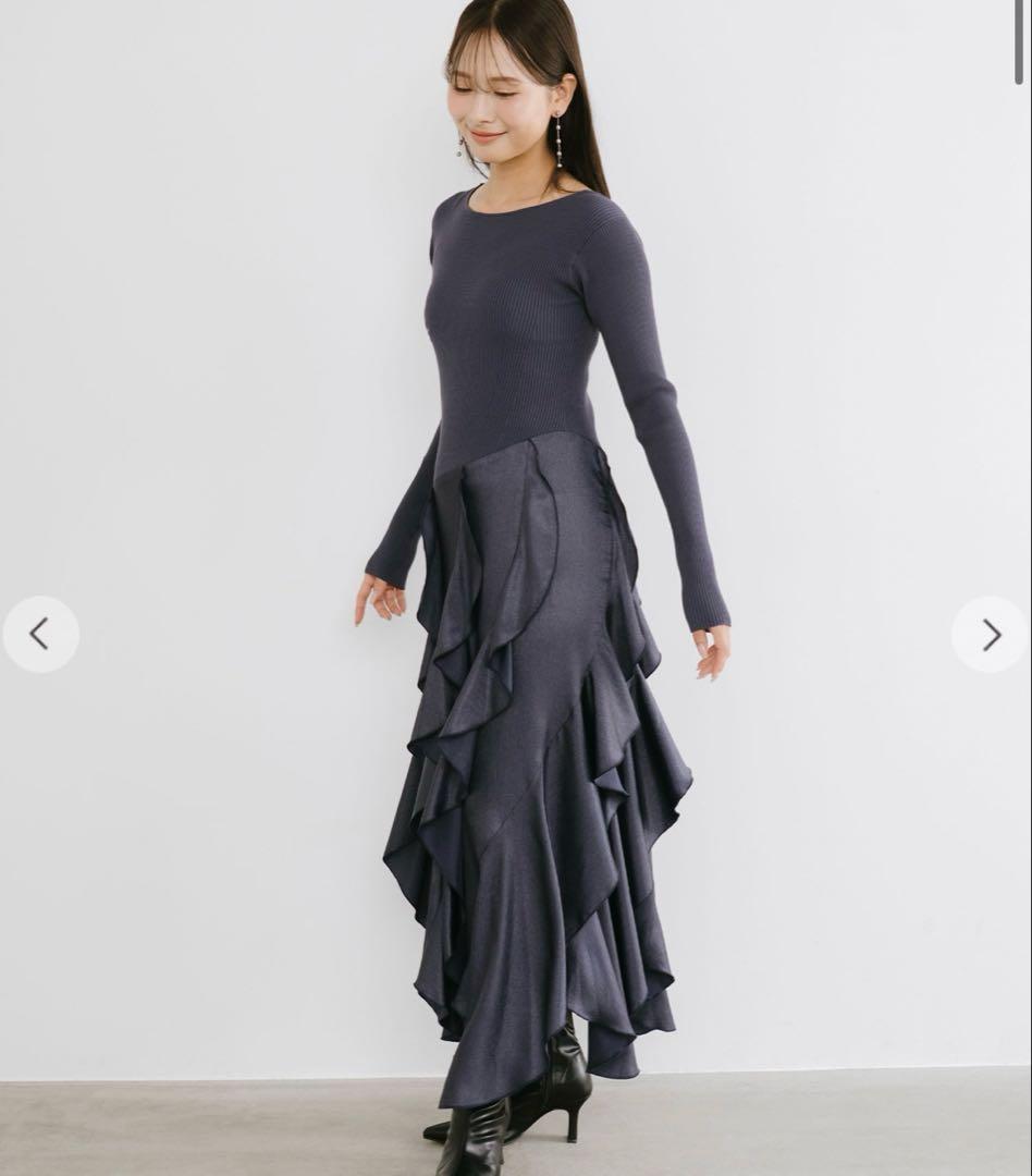 エメイン　バックオープンドッキングワンピース　ネイビー