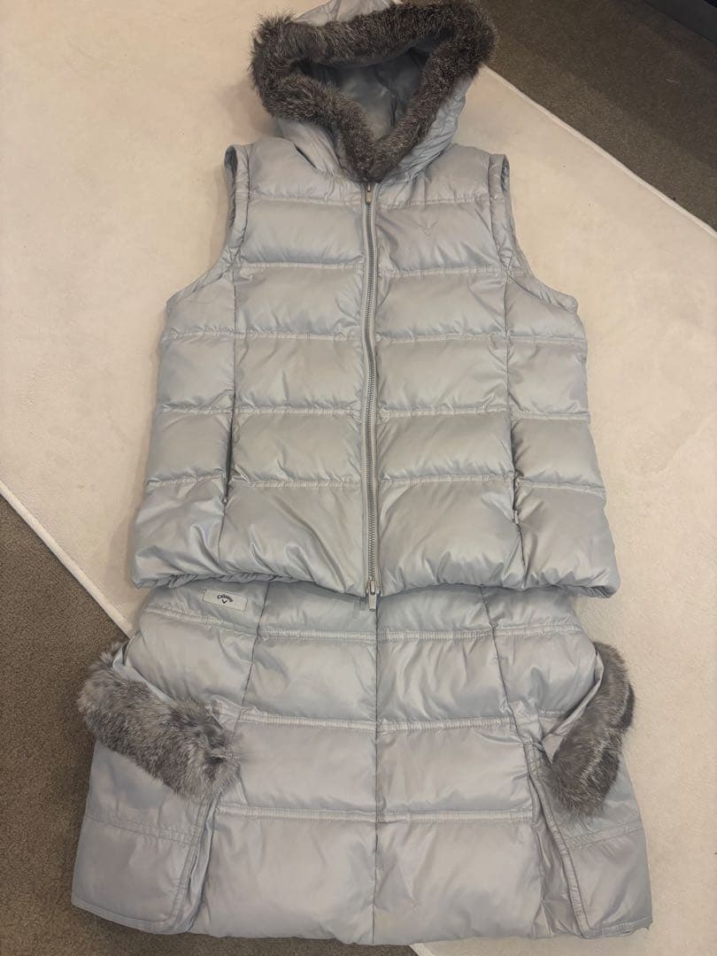 Callaway シルバー グレーダウンフード付き　ベスト　セットアップ