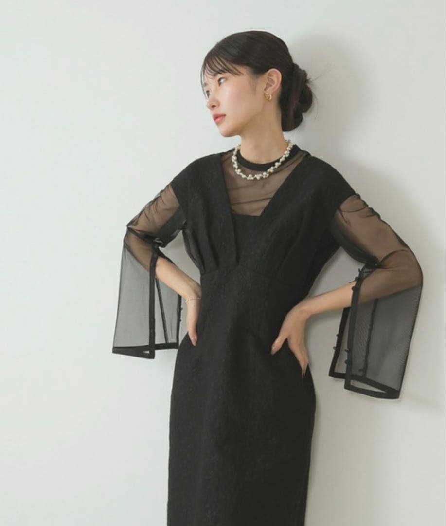 KanaANDRÉSD V line jacquard dress Sサイズ
