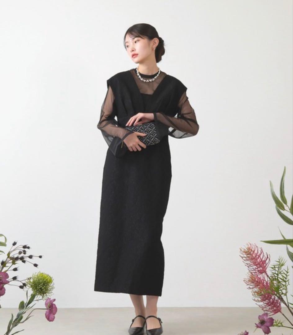 KanaANDRÉSD V line jacquard dress Sサイズ