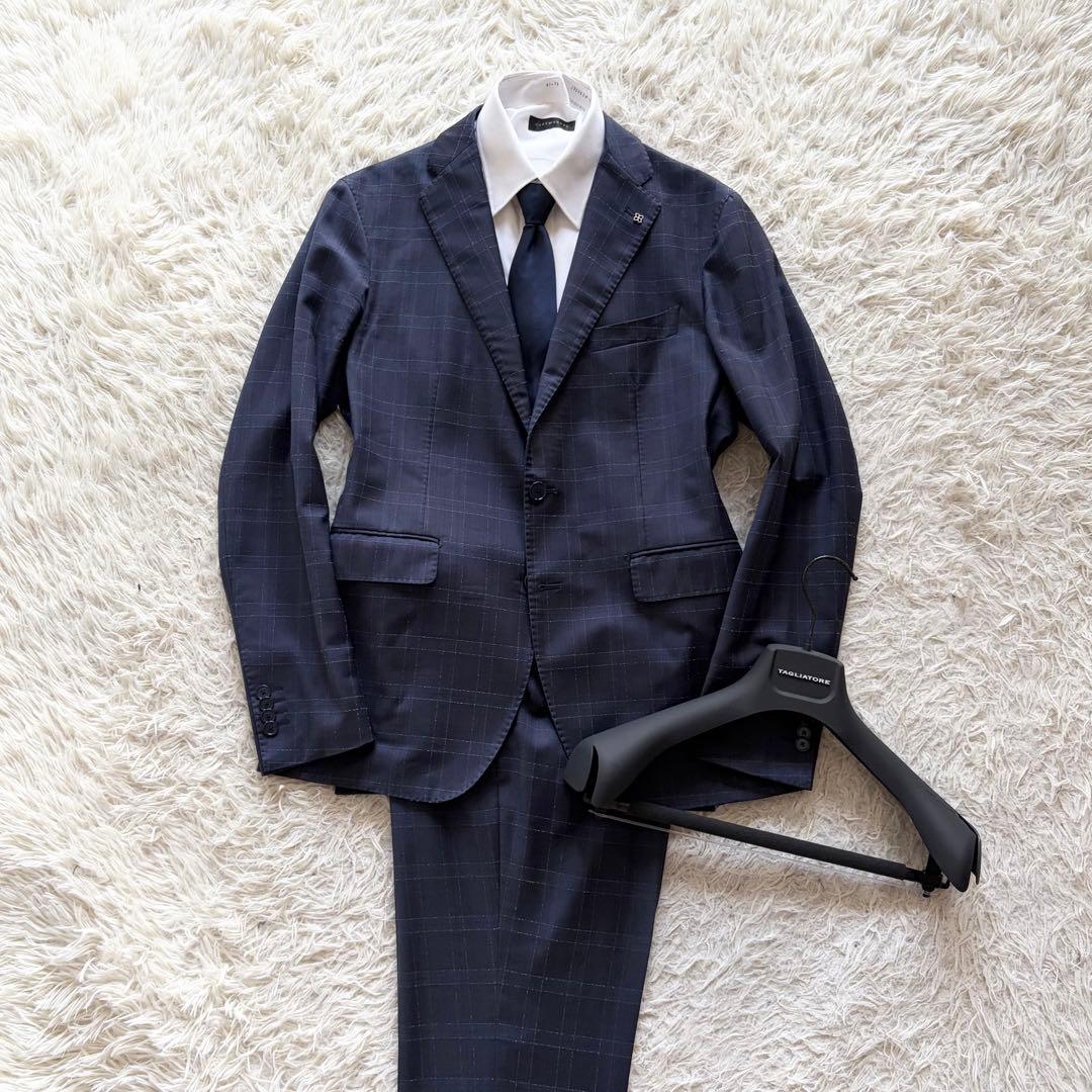 <美品>TAGLIATORE モンテカルロ ネイビー ウール スーツ サイズ48