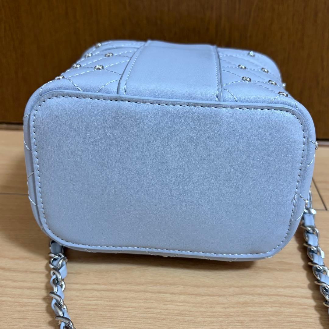 ダーリッチ キルティングビジュースクエアミニバッグ SAX サックス