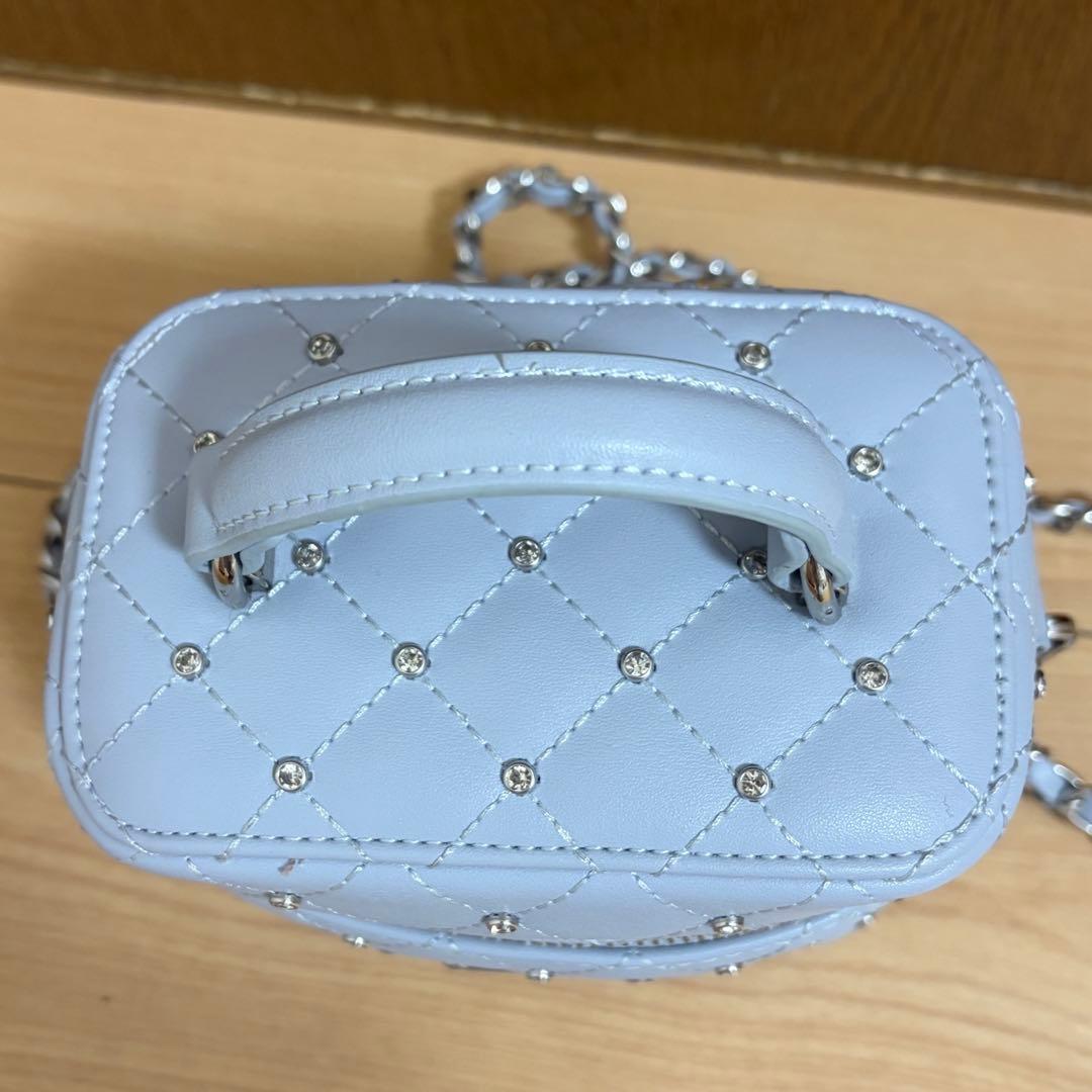 ダーリッチ キルティングビジュースクエアミニバッグ SAX サックス