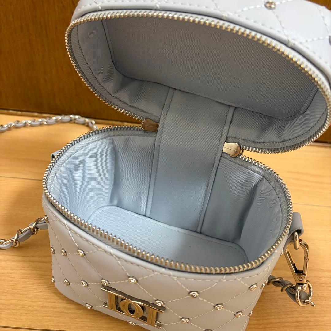 ダーリッチ キルティングビジュースクエアミニバッグ SAX サックス