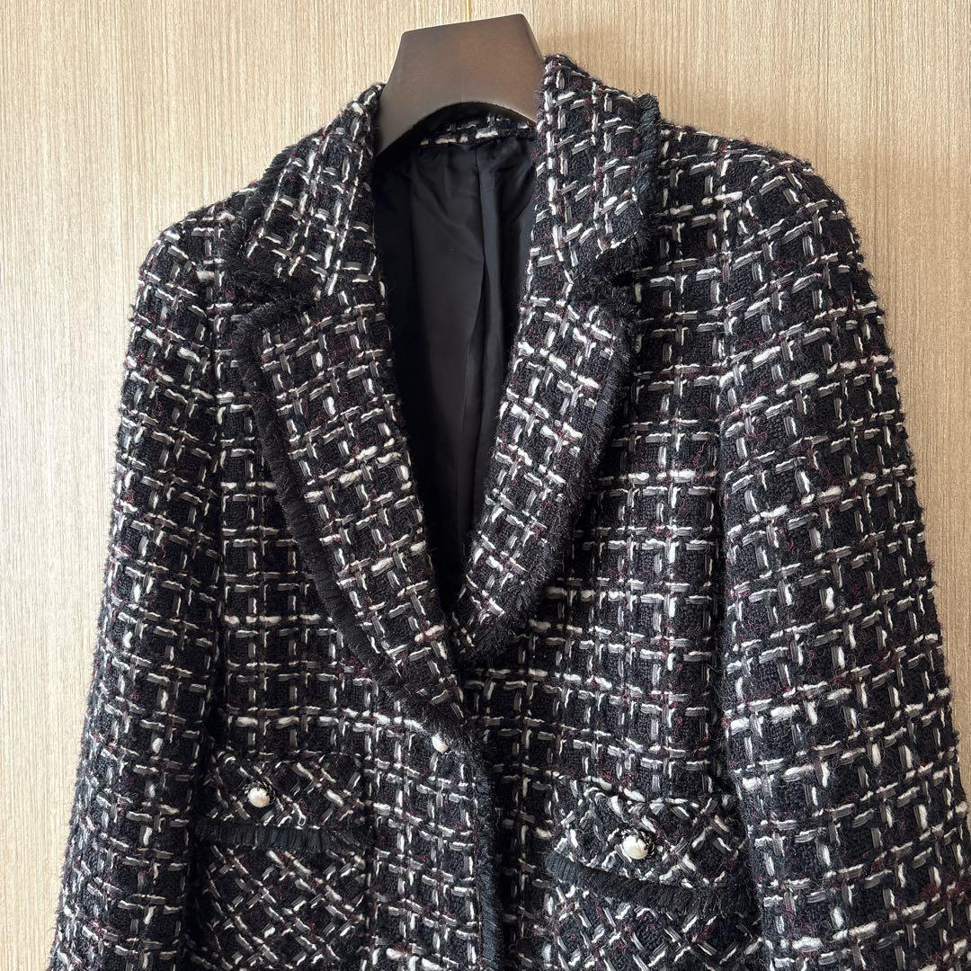 【1147】アナイ　テープツイードテーラードジャケット　黒　38