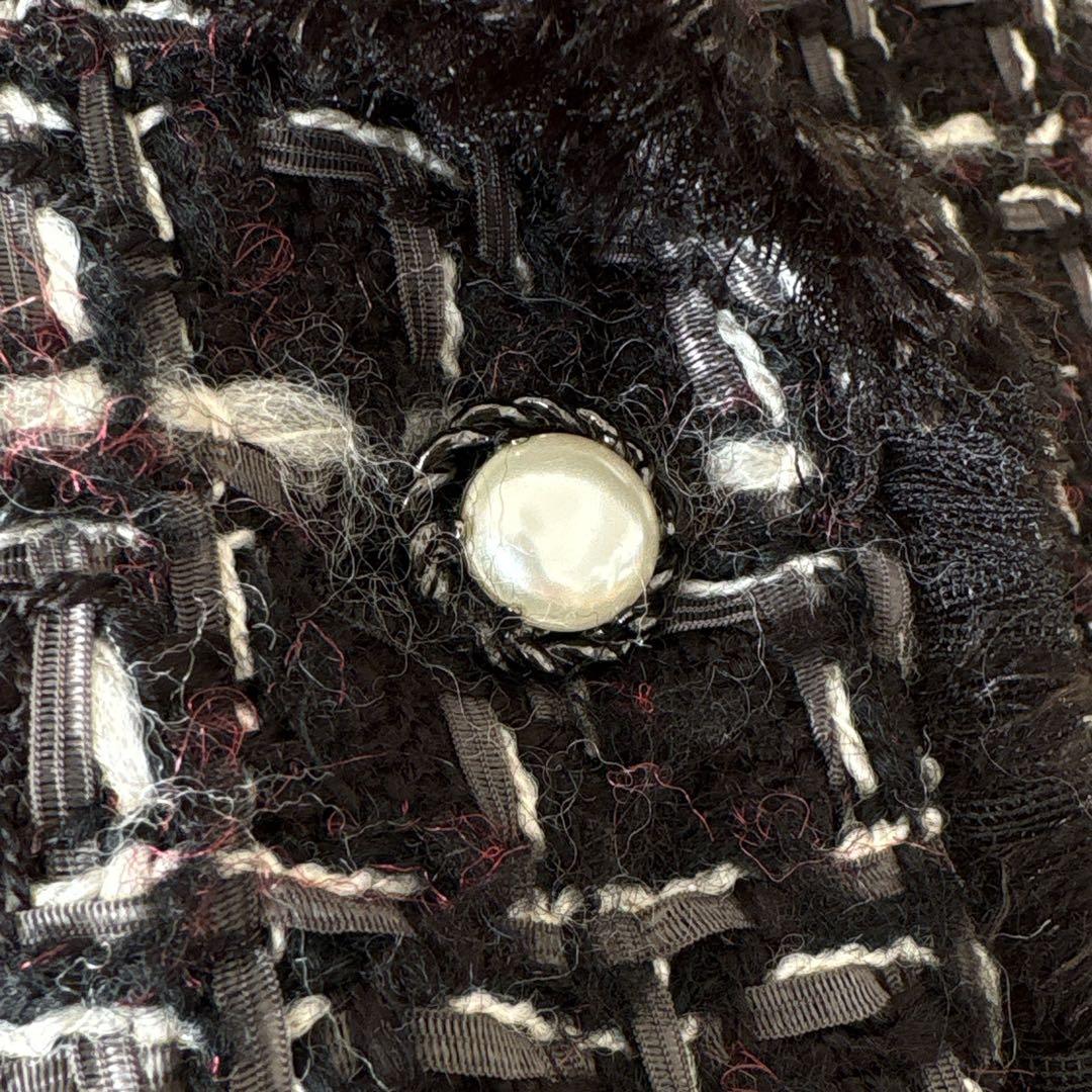 【1147】アナイ　テープツイードテーラードジャケット　黒　38