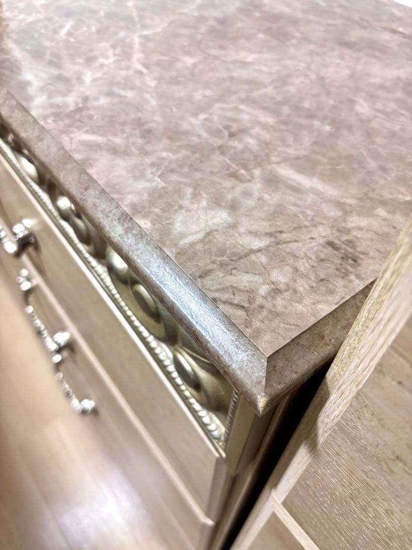 アンティークホワイト チェスト　3段ダブル　６段　木製　ｉ