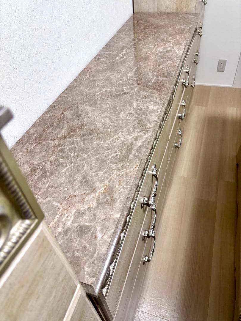 アンティークホワイト チェスト　3段ダブル　６段　木製　ｉ