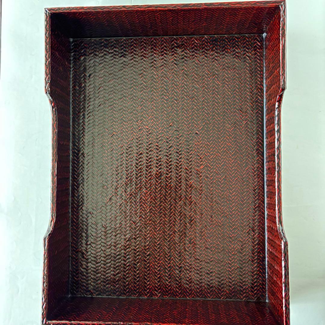 新品未使用　木箱入り　籃胎漆器 書類箱　文箱　九藍　訳あり