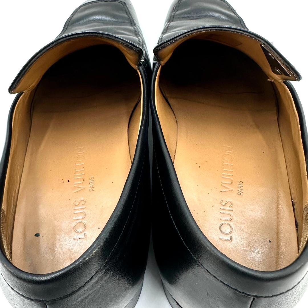 ルイヴィトン LVロゴプレート ビジネスシューズ ローファー 革靴 ブラック