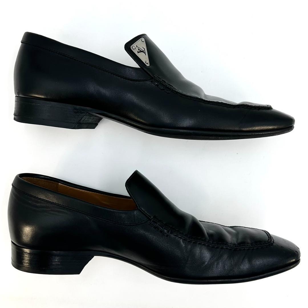 ルイヴィトン LVロゴプレート ビジネスシューズ ローファー 革靴 ブラック