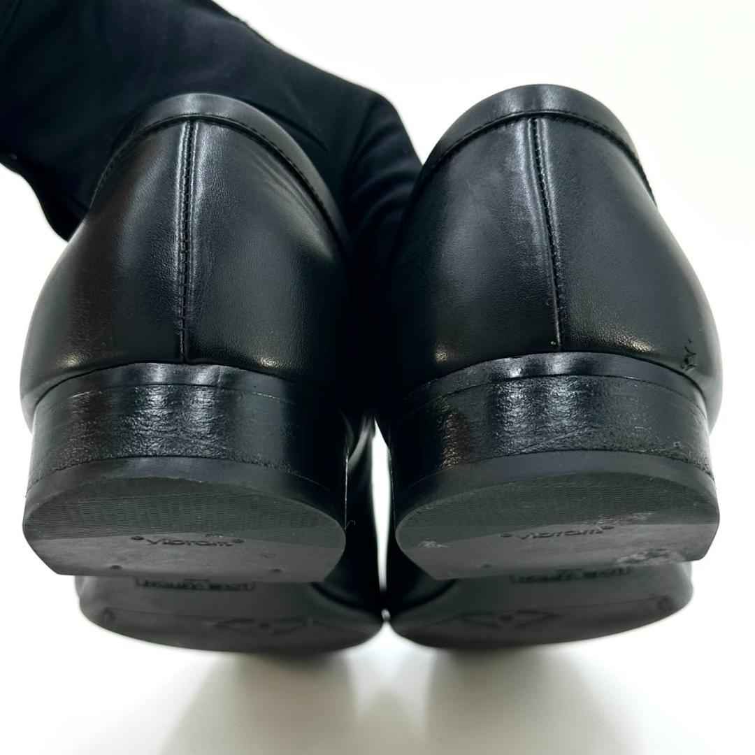 ルイヴィトン LVロゴプレート ビジネスシューズ ローファー 革靴 ブラック