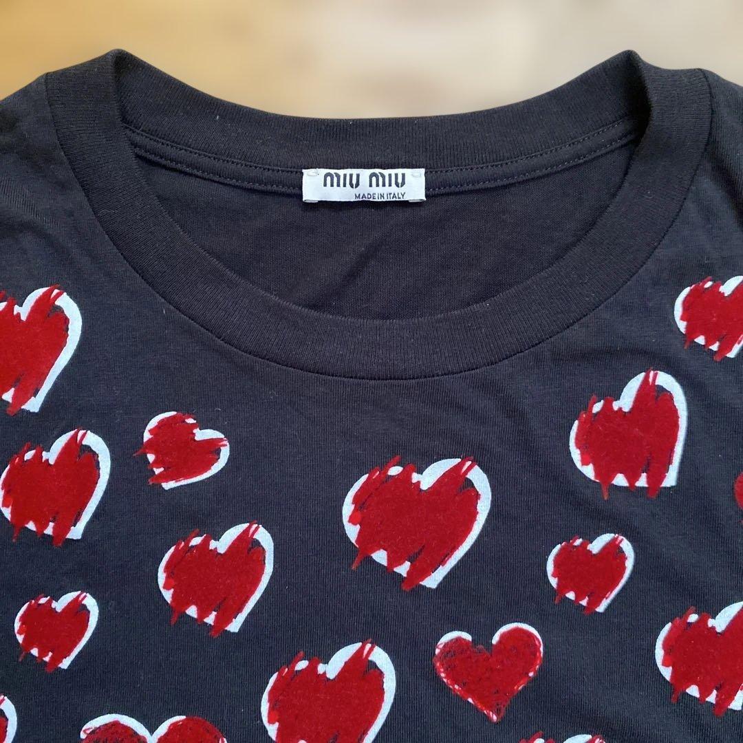 miu miu ミュウミュウ ハート柄 Tシャツ Lサイズ