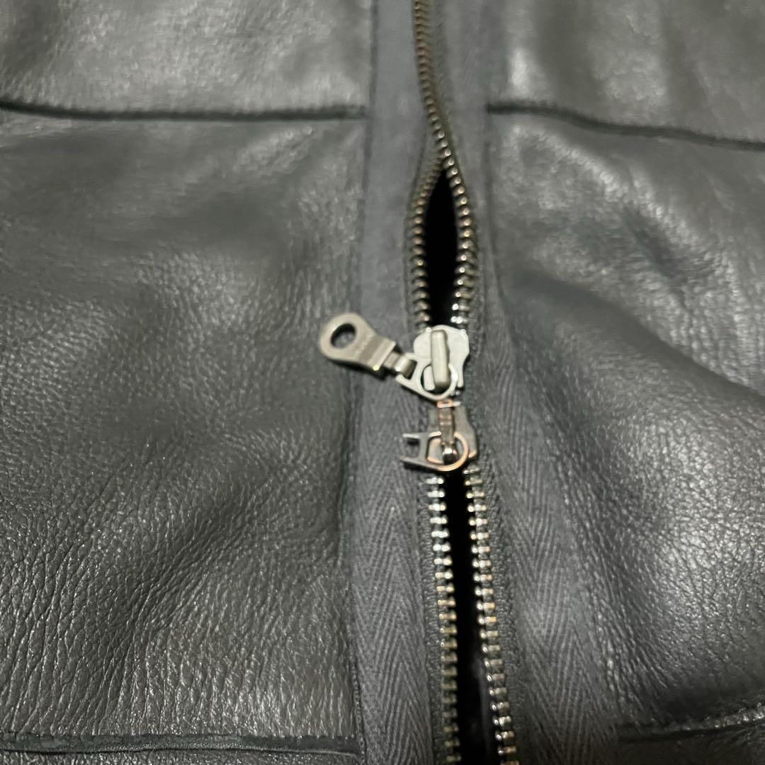 【希少】ペニーブラック 羊革 レザーコート リアルファー ロング丈 Lサイズ