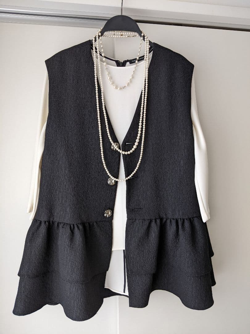 【極美品】フェンネル FENNEL ジャガードチュニックジレ ベスト ペプラム