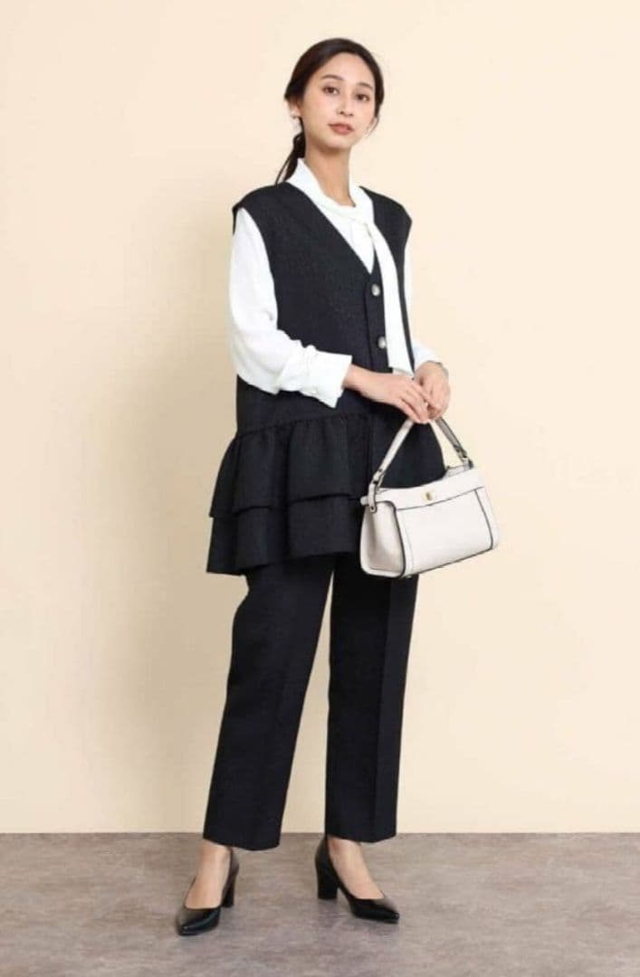 【極美品】フェンネル FENNEL ジャガードチュニックジレ ベスト ペプラム