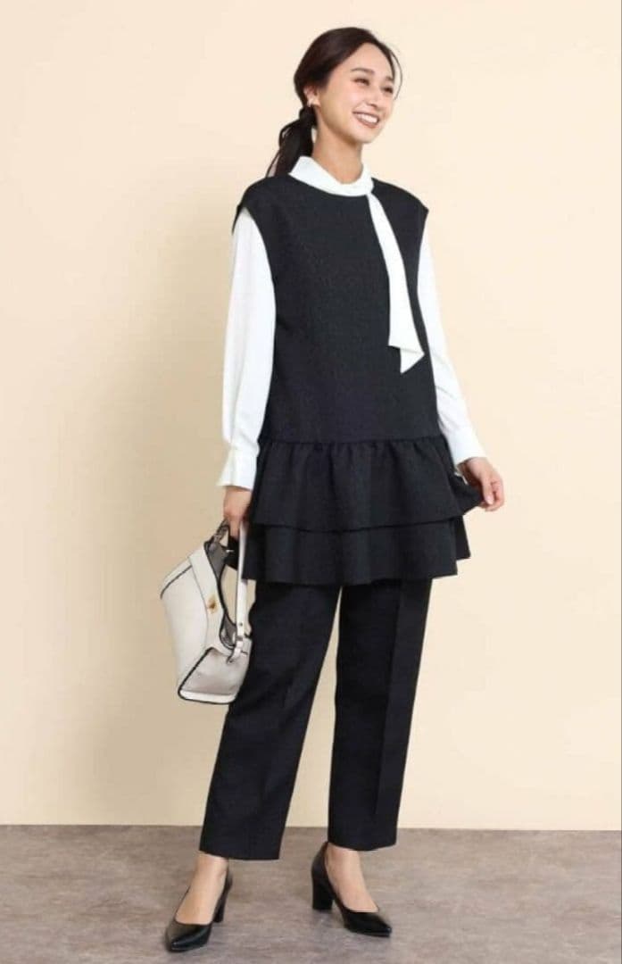 【極美品】フェンネル FENNEL ジャガードチュニックジレ ベスト ペプラム