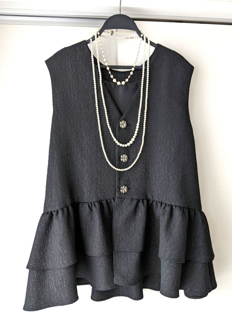 【極美品】フェンネル FENNEL ジャガードチュニックジレ ベスト ペプラム