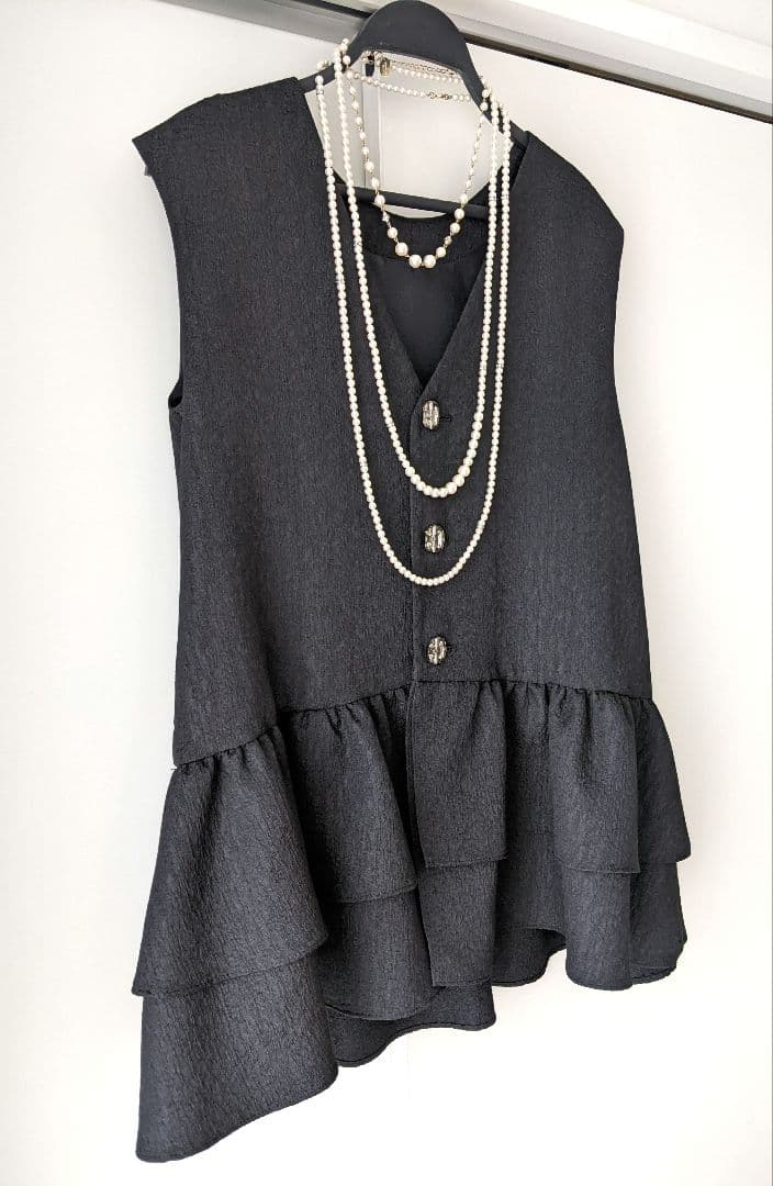 【極美品】フェンネル FENNEL ジャガードチュニックジレ ベスト ペプラム