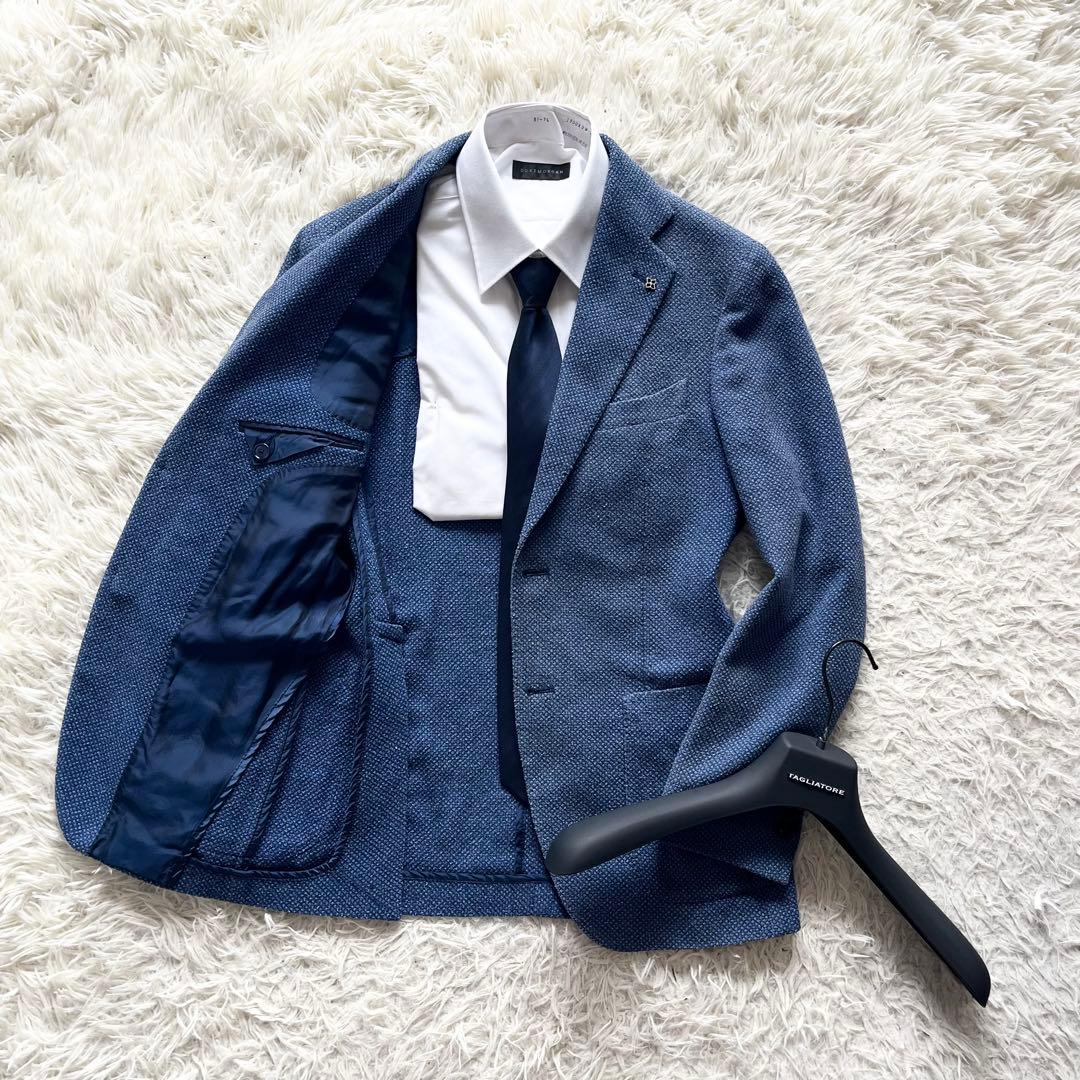 <美品>TAGLIATORE × ブリッラ ブルー コットン ジャケット 42