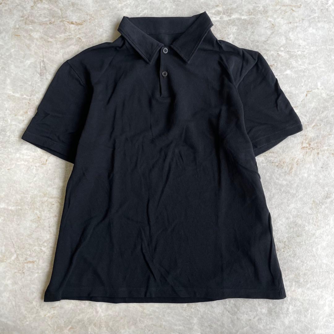 PRADA プラダ イタリア製 コットン100% 鹿の子素材 半袖ポロシャツ 黒