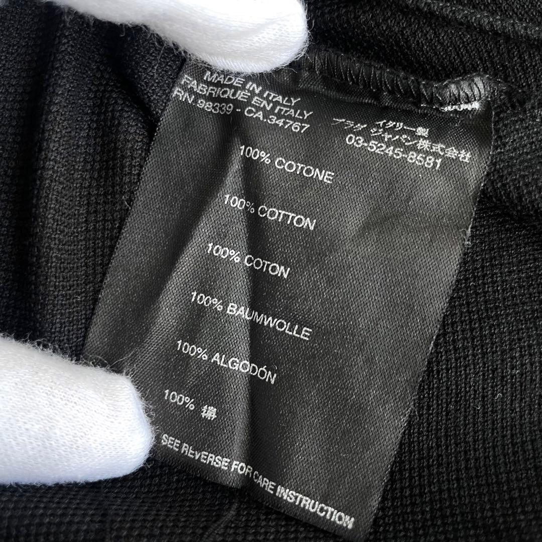 PRADA プラダ イタリア製 コットン100% 鹿の子素材 半袖ポロシャツ 黒