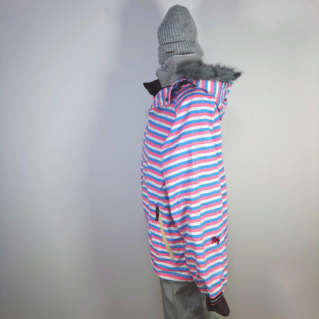 レディース　L　スキー　スノーボードウェア　上下セット　ピンク　水色　ボーダー