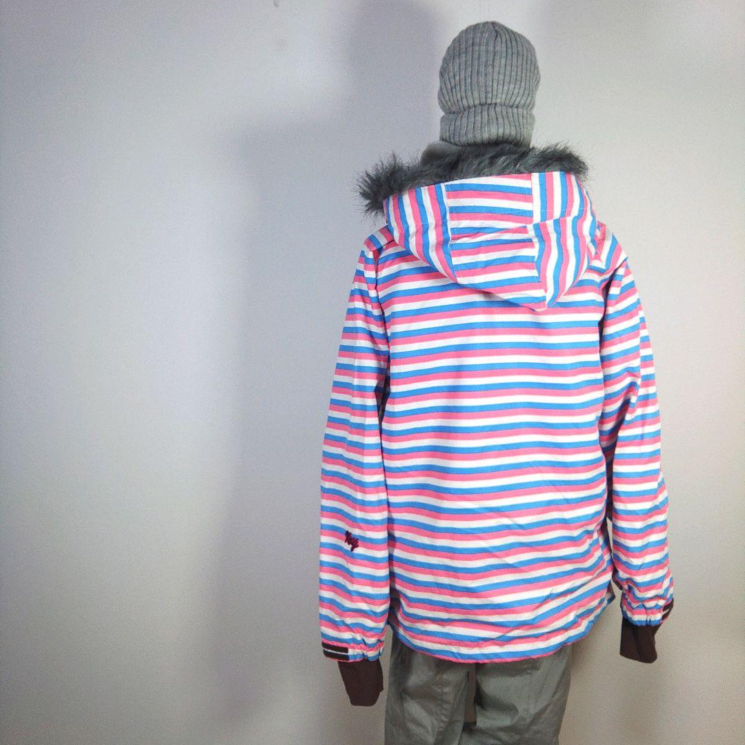 レディース　L　スキー　スノーボードウェア　上下セット　ピンク　水色　ボーダー