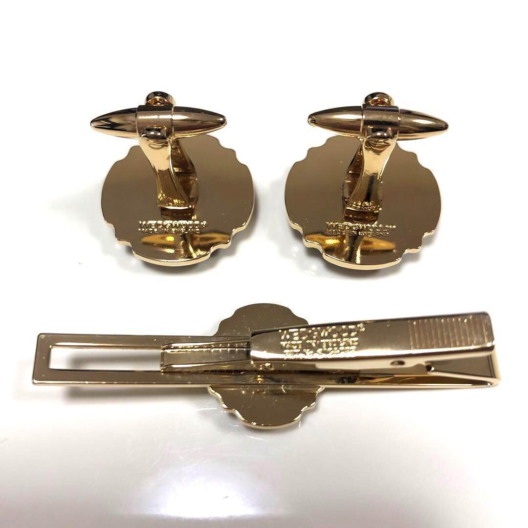 未使用　ウェッジウッド　タイピン＆カフリンクス　ジャスパー帆船　箱付　英国製