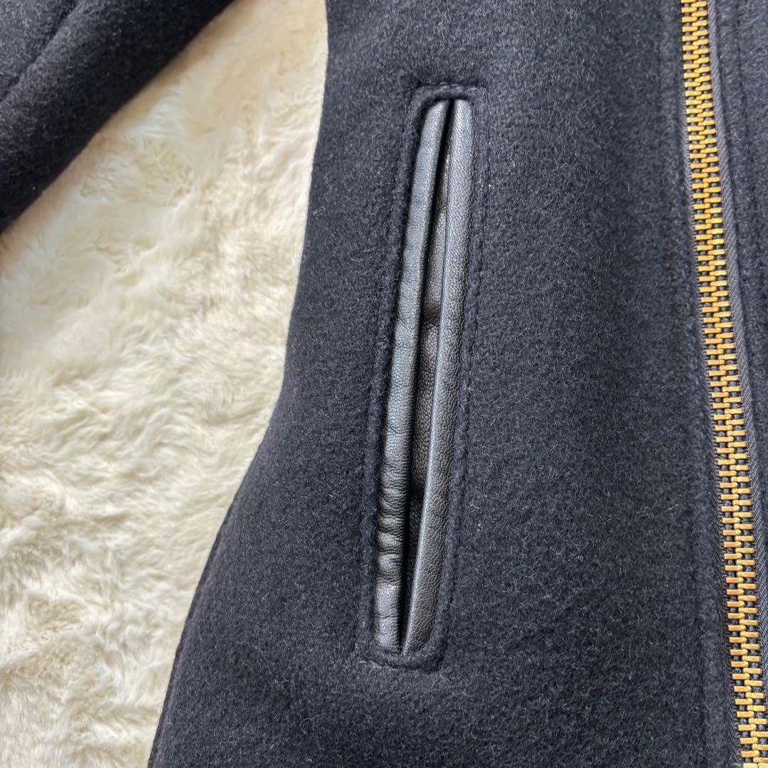 【美品】Schott ショット Pコート ダブル スタッズ ウール 山羊革 黒