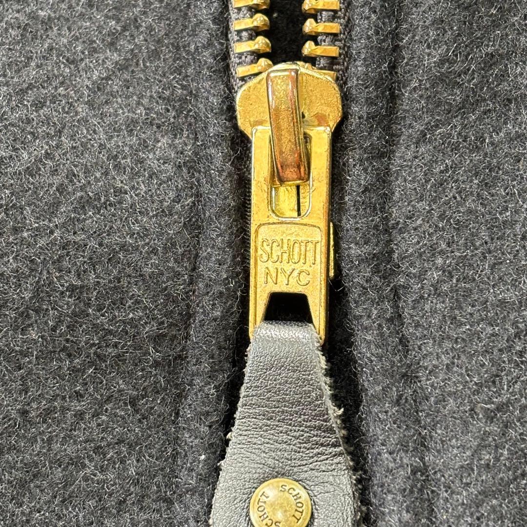 【美品】Schott ショット Pコート ダブル スタッズ ウール 山羊革 黒