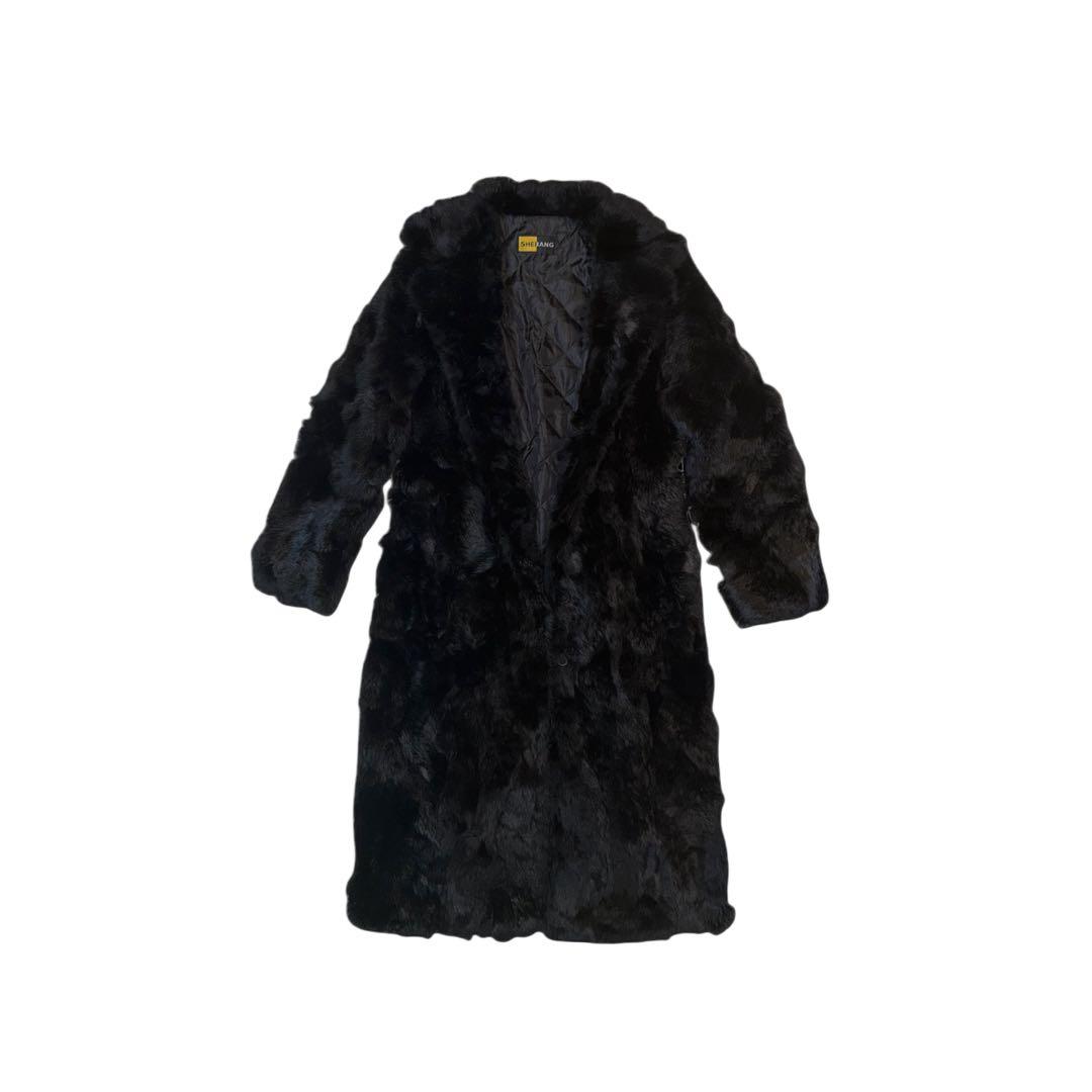 トップス shebang black real Rabbit fur long coat