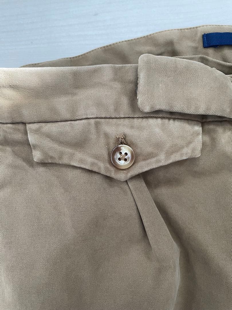 INCOTEXカーキ ワンプリーツ サイドアジャスター チノパン 48