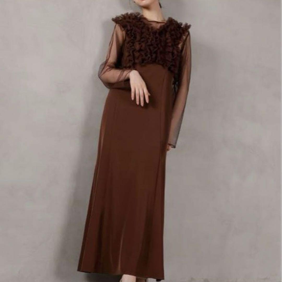 kana チュール ボリューム 3点セット　ダークブラウン　結婚式　お呼ばれ