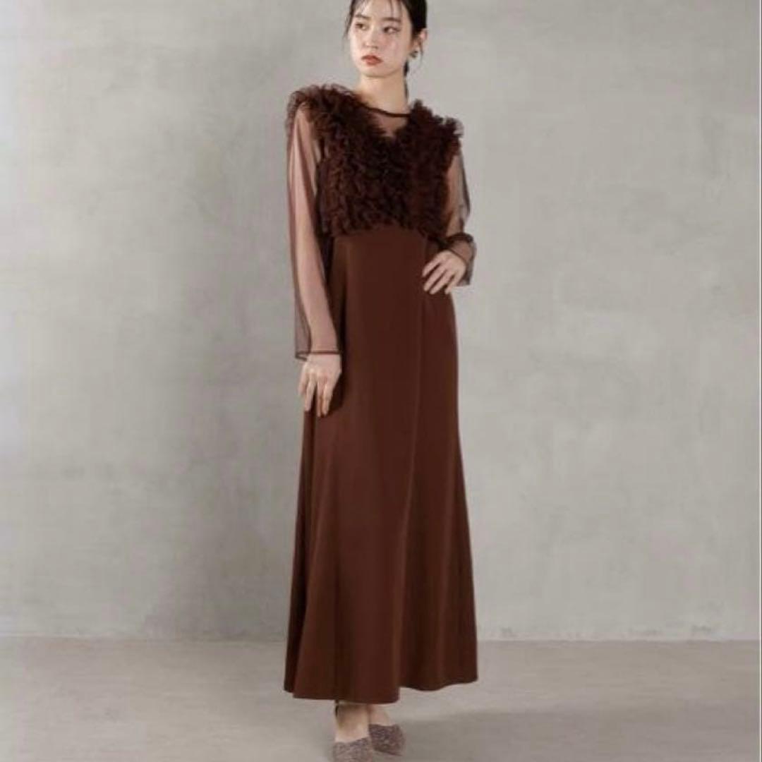 kana チュール ボリューム 3点セット　ダークブラウン　結婚式　お呼ばれ