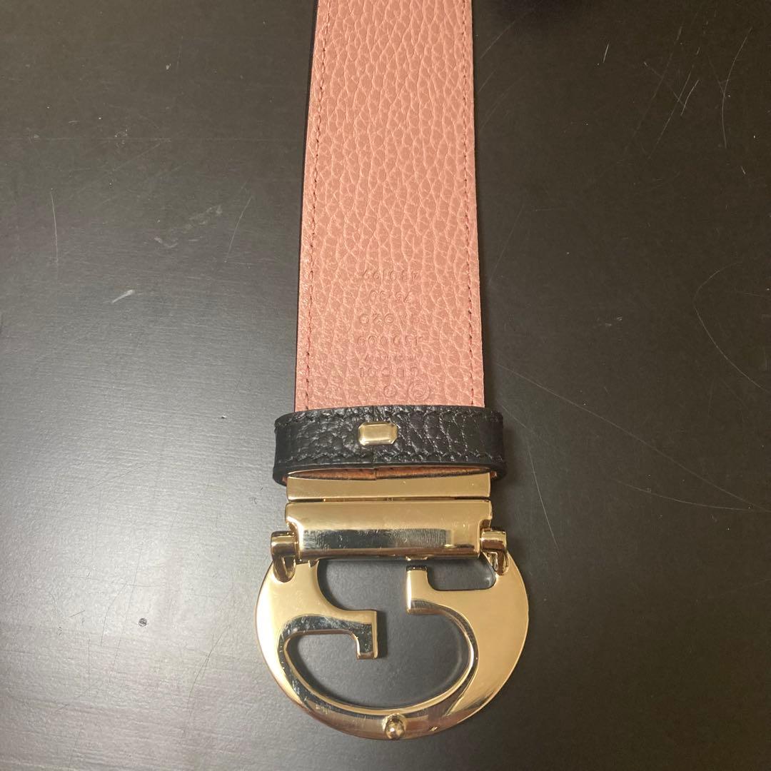 GUCCI グッチ ベルト インターロッキングG リバーシブル ブラック ピンク